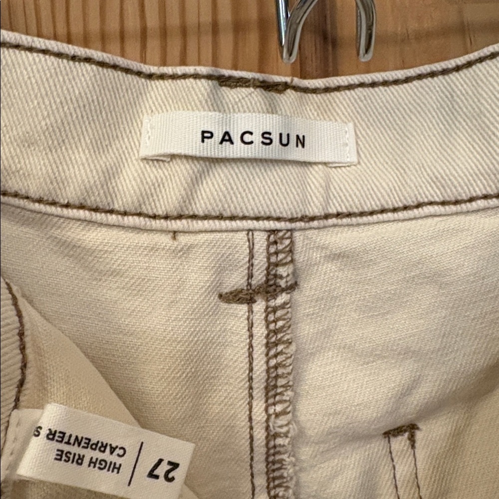 Pacsun Cream High-Rise Carpenter Women’s Shorts Sz 27 NWT - Picture 3 of 6